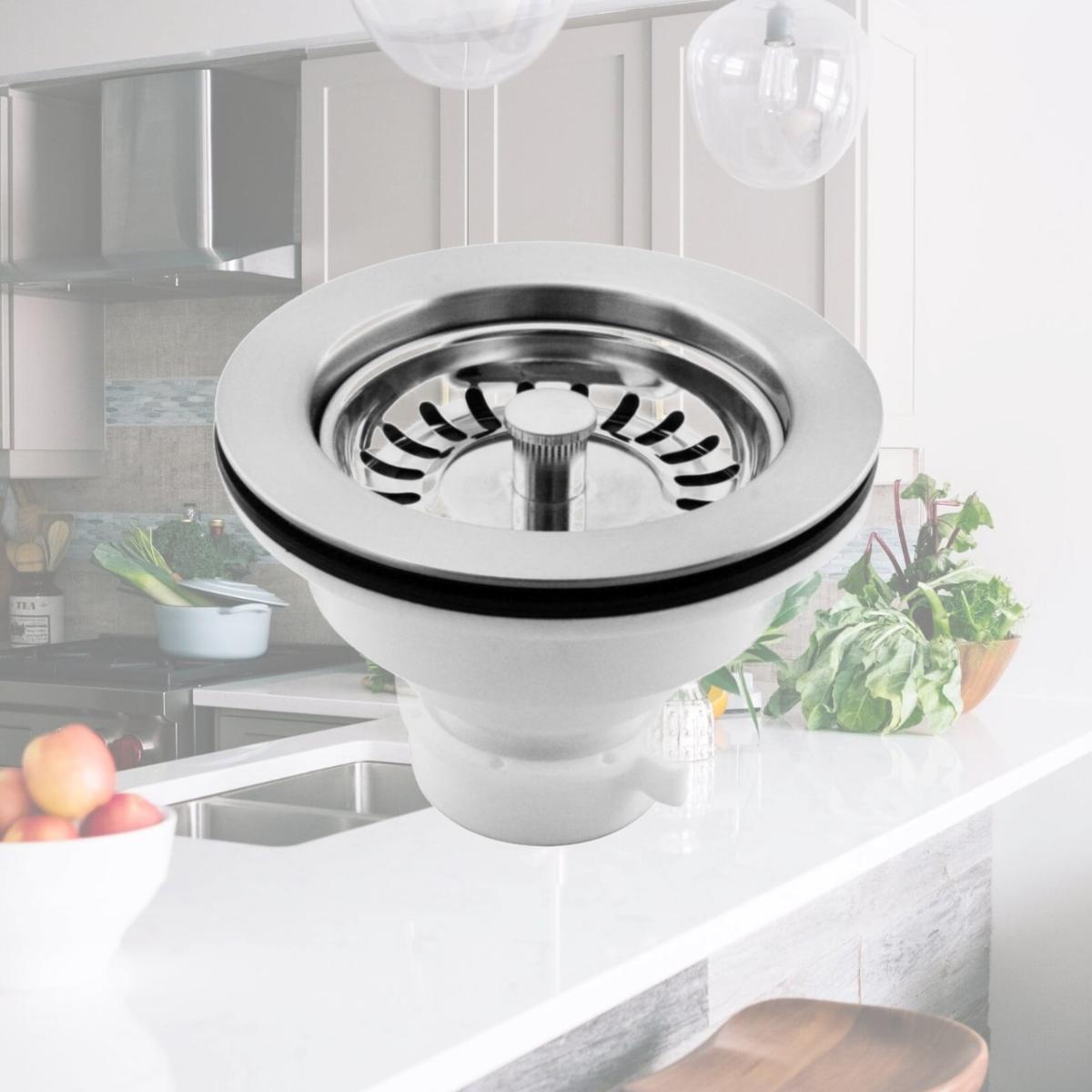 Picture of Westbrass D2143P-07 Poly Push & Pull Basket Strainer, Satin Nickel