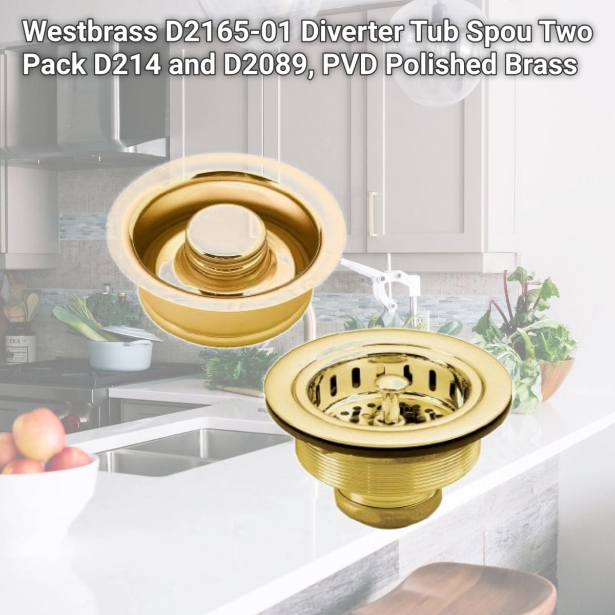 Picture of Westbrass D2165-01 Diverter Tub Spou Two Pack D214 and D2089, PVD Polished Brass