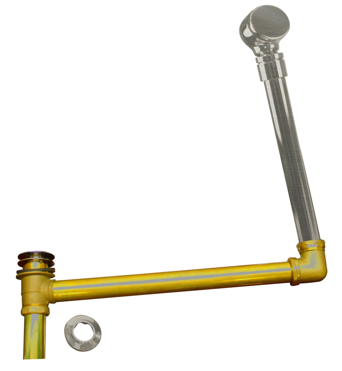 7932420bjhrdc-07 Brass Direct Outlet Semi-exposed Waste & Overflow With Ball Joint & Tip-toe Drain In Satin Nickel