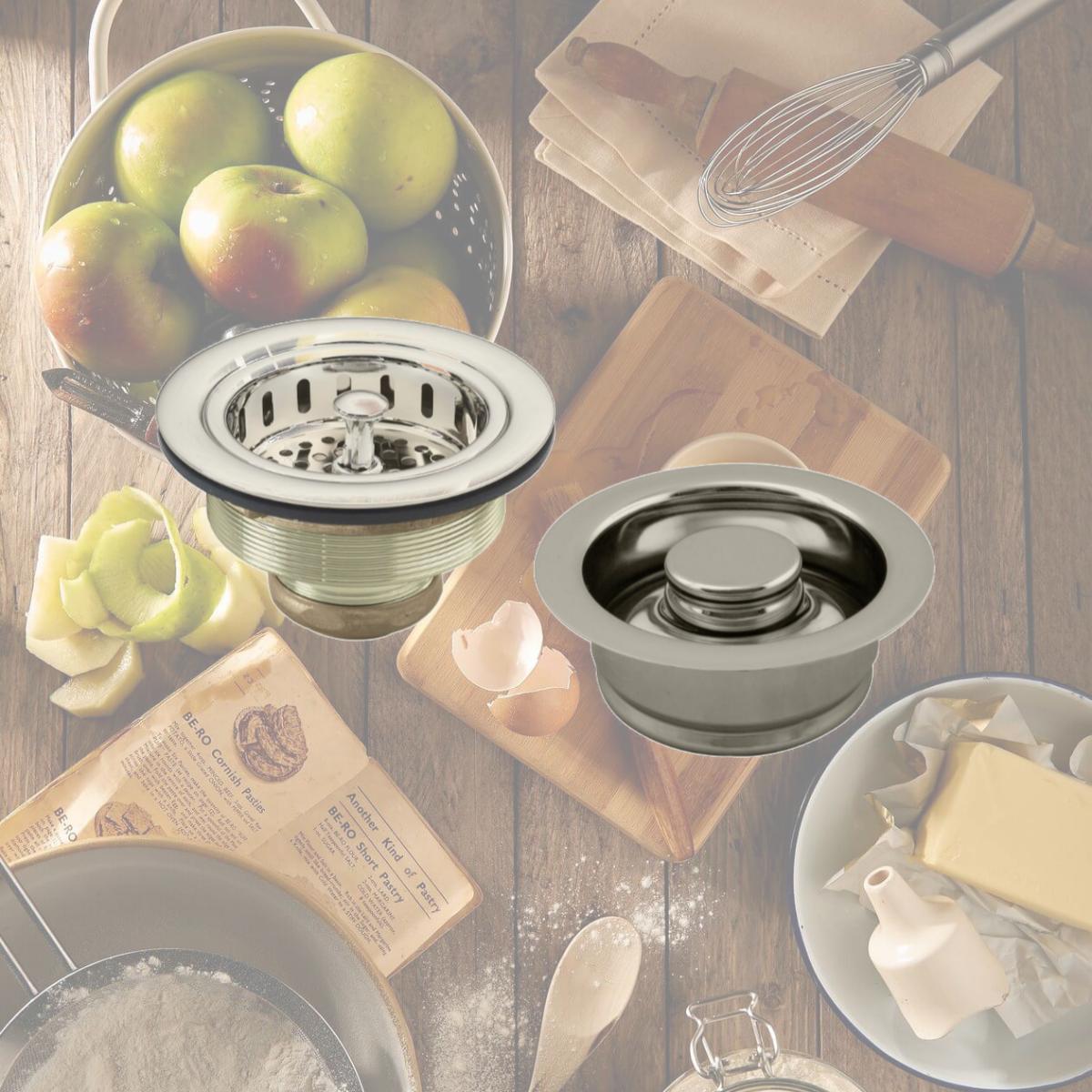 Picture of Westbrass D2165-05 Post Style Large Kitchen Basket Strainer with InSinkErator Style Disposal Flange & Stopper in Polished Nickel