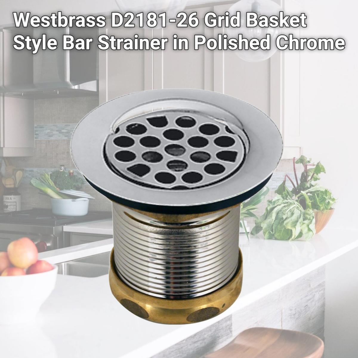 Picture of Westbrass D2181-26 Grid Basket Style Bar Strainer in Polished Chrome