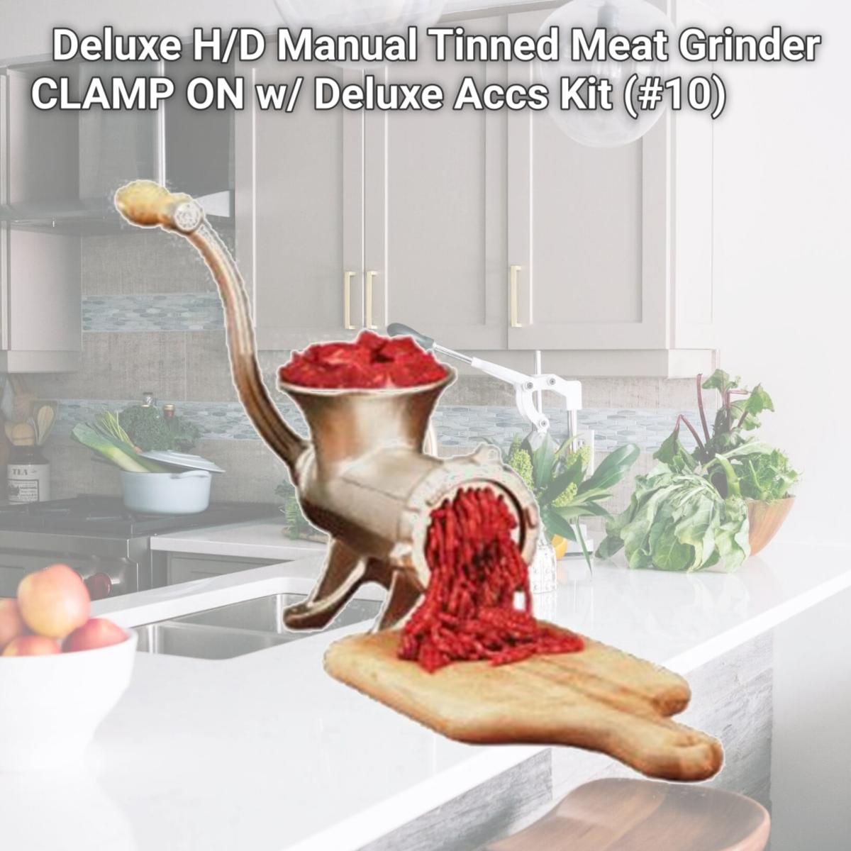 Picture of Weston 36-1001-W Deluxe H/D Manual Tinned Meat Grinder CLAMP ON w/ Deluxe Accs Kit (#10)
