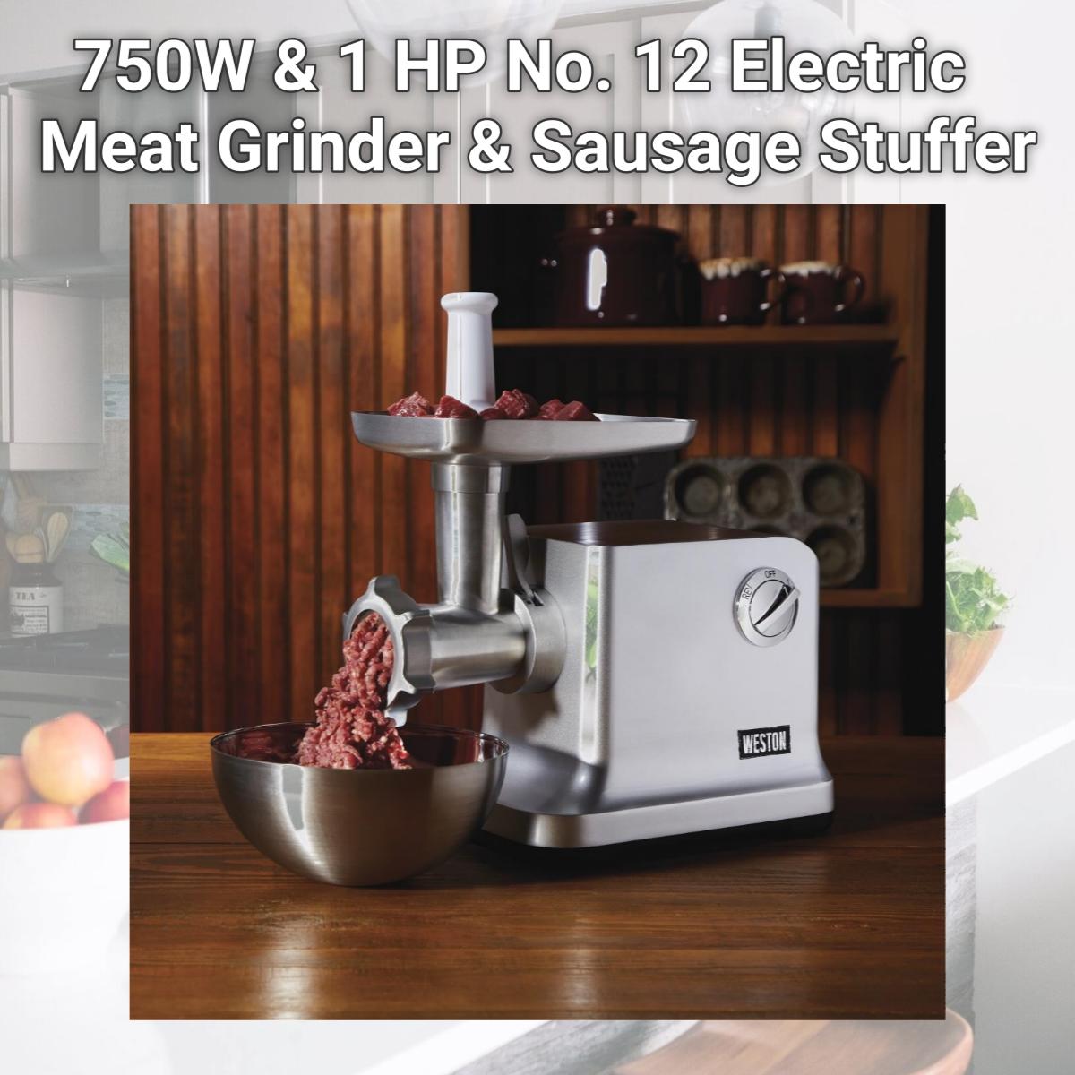 Picture of Weston 33-1301-W 750W & 1 HP No. 12 Electric Meat Grinder & Sausage Stuffer