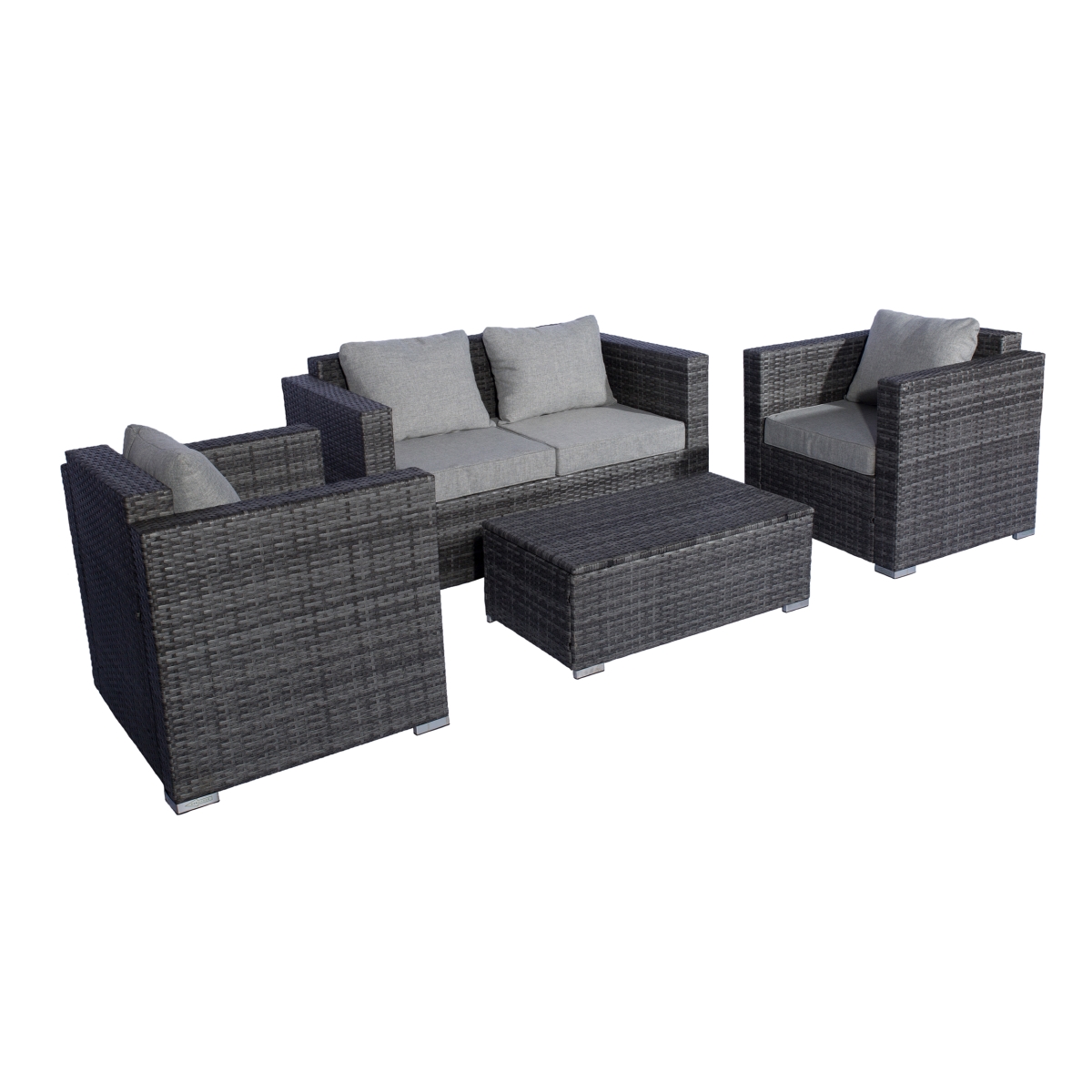 P153-01 Contemporary Sofa Set With Cushions, Gray - 4 Piece