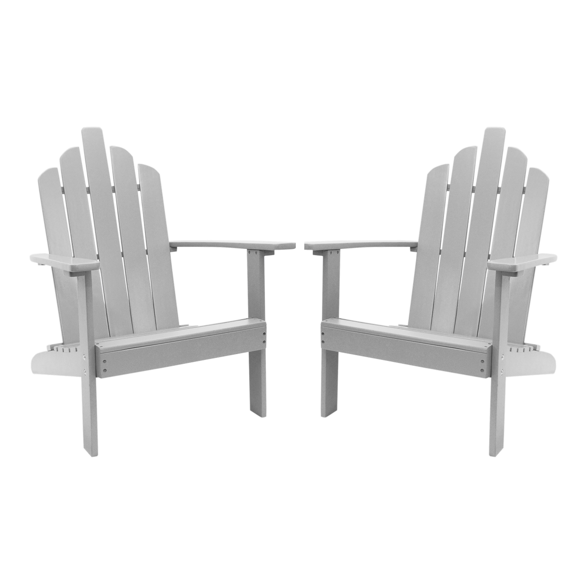 2003111-2 Outdoor Patio Wood Adirondack Chair, Gray - Pack Of 2