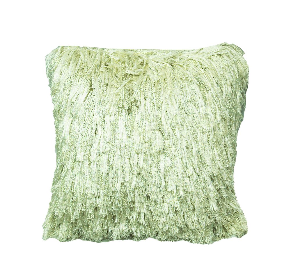 651224 20 X 20 In. Shiny Shag Feather Filled Decorative Throw Pillow Cushion - White, Sqaure