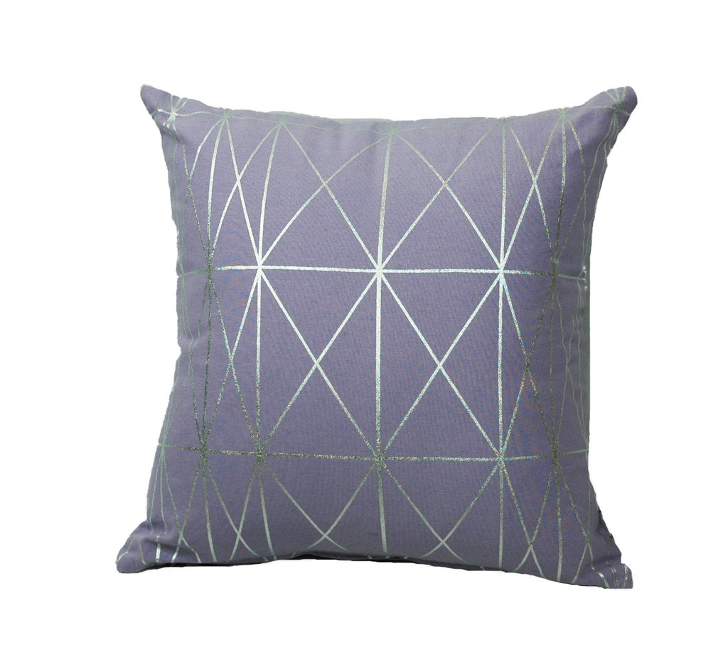 652138 18 X 18 In. Foil Geo Poly Filled Decorative Throw Pillow Cushion - Lavendar & Silver
