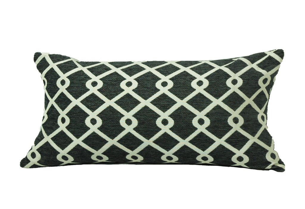 651238 14 X 26 In. Chain Link Feather Filled Decorative Throw Pillow Cushion - Pewter