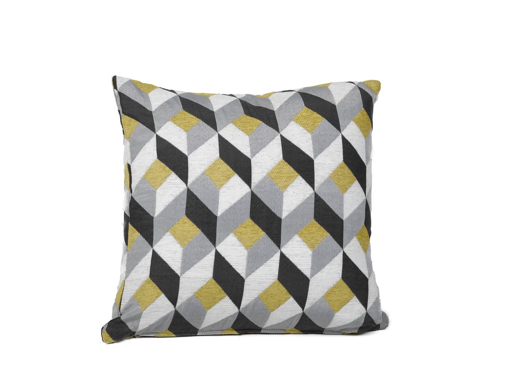 651274 20 X 20 In. Modern Cube Feather Filled Decorative Throw Pillow Cushion - Yellow & Grey, Square
