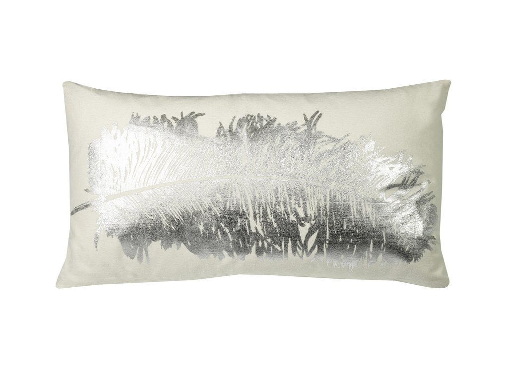 651032 14 X 26 In. Feathers Decorative Throw Pillow Cushion - Silver