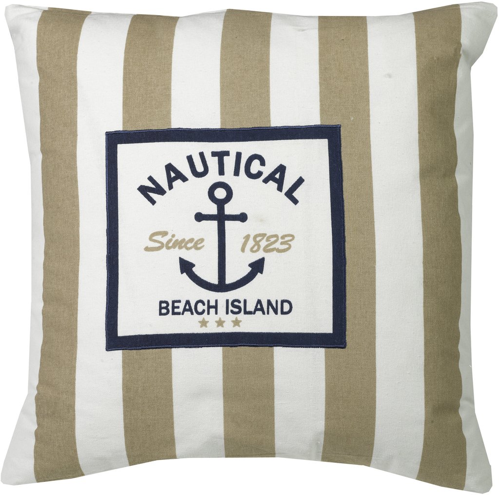 651042 20 X 20 In. Nautical Stripe Decorative Throw Pillow Cushion - Beige, Square