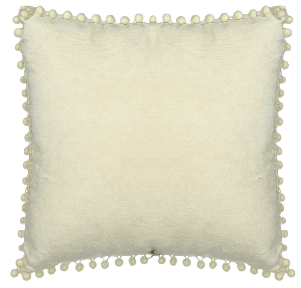 652054 18 X 18 In. Pompom Cush Decorative Throw Pillow Cushion - Ivory, Square