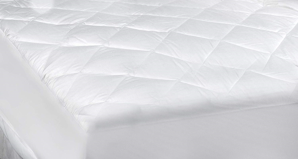 733406 Sleep Solutions By Quilted Stain Resistant Cotton Mattress Pad, White - Queen Size