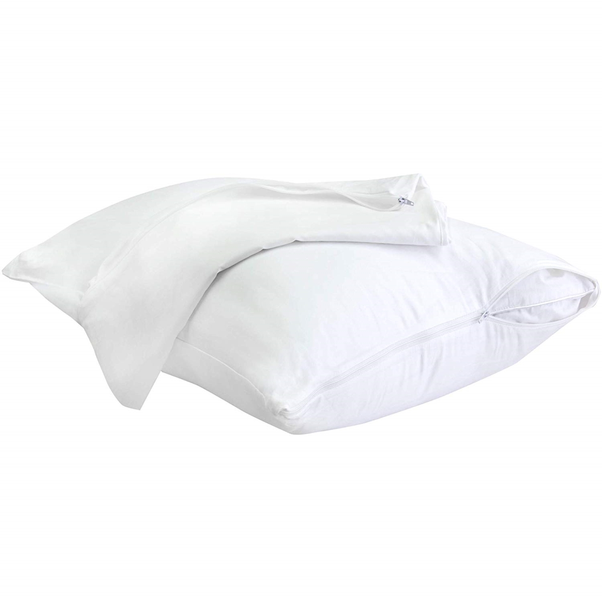 733412 Sleep Solutions By Stain Resistant Cotton Pillow Protector - White, Standard Size - Pack Of 2