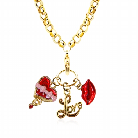 1302g-nl Valentines Day Charm Necklace In Gold