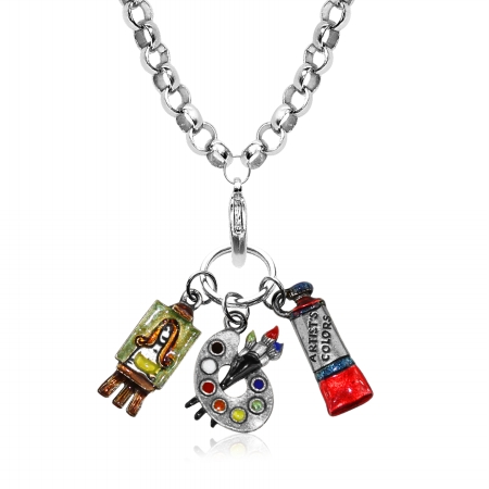 1404s-nl Artist Charm Necklace In Silver