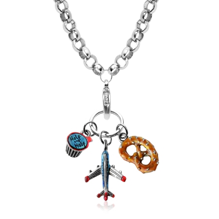 1406s-nl Flight Attendant Charm Necklace In Silver