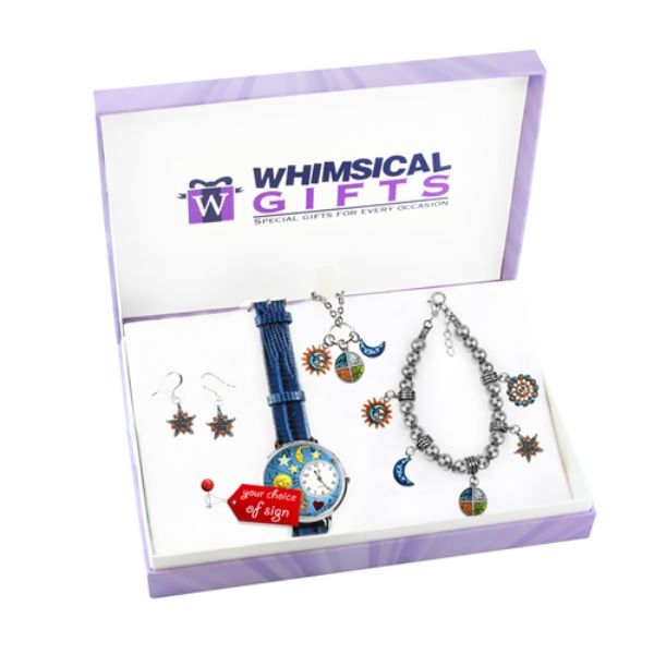 Picture of Whimsical Gifts 1604S-4WBNESET Astrology Watch & Jewelry Gift Set&#44; Silver - 4 Piece