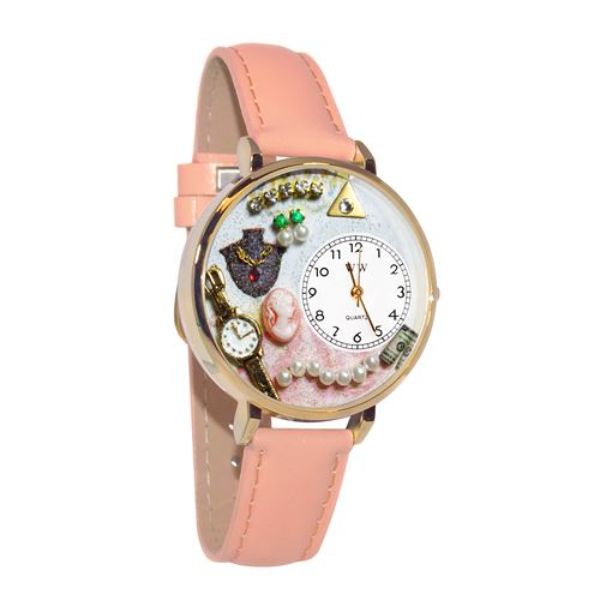 Picture of Whimsical Gifts G-0910016 Jewelry Lover Pearls Pink Watch&#44; Gold - Large Style