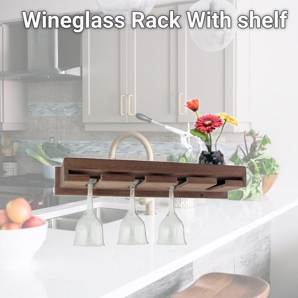 Picture of SeaTeak 62426 Wineglass Rack With shelf