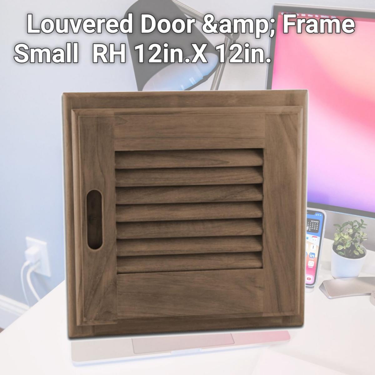 Picture of SeaTeak 60720 Louvered Door &amp; Frame  Small  RH 12in.X 12in.