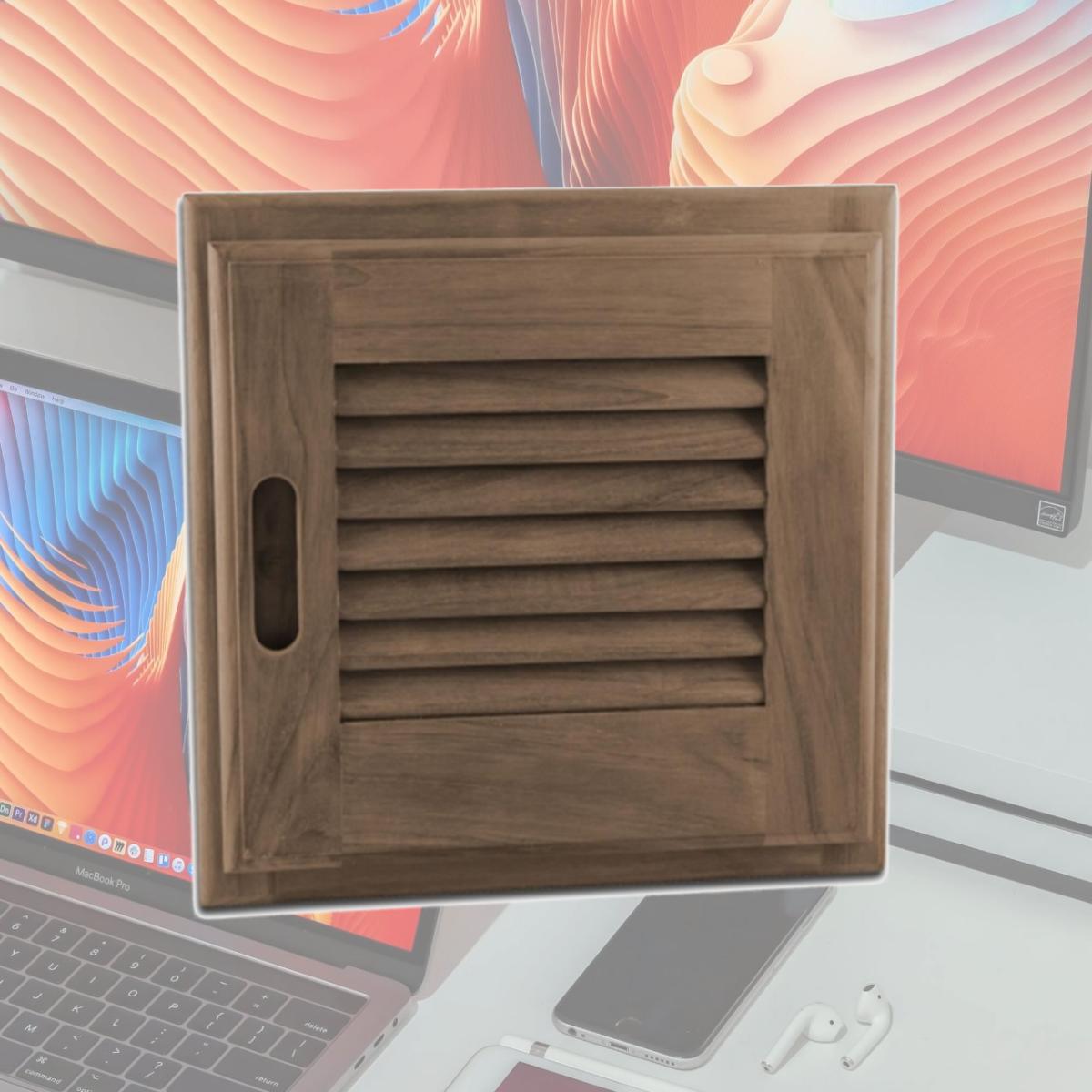 Picture of SeaTeak 60720 Louvered Door &amp; Frame  Small  RH 12in.X 12in.