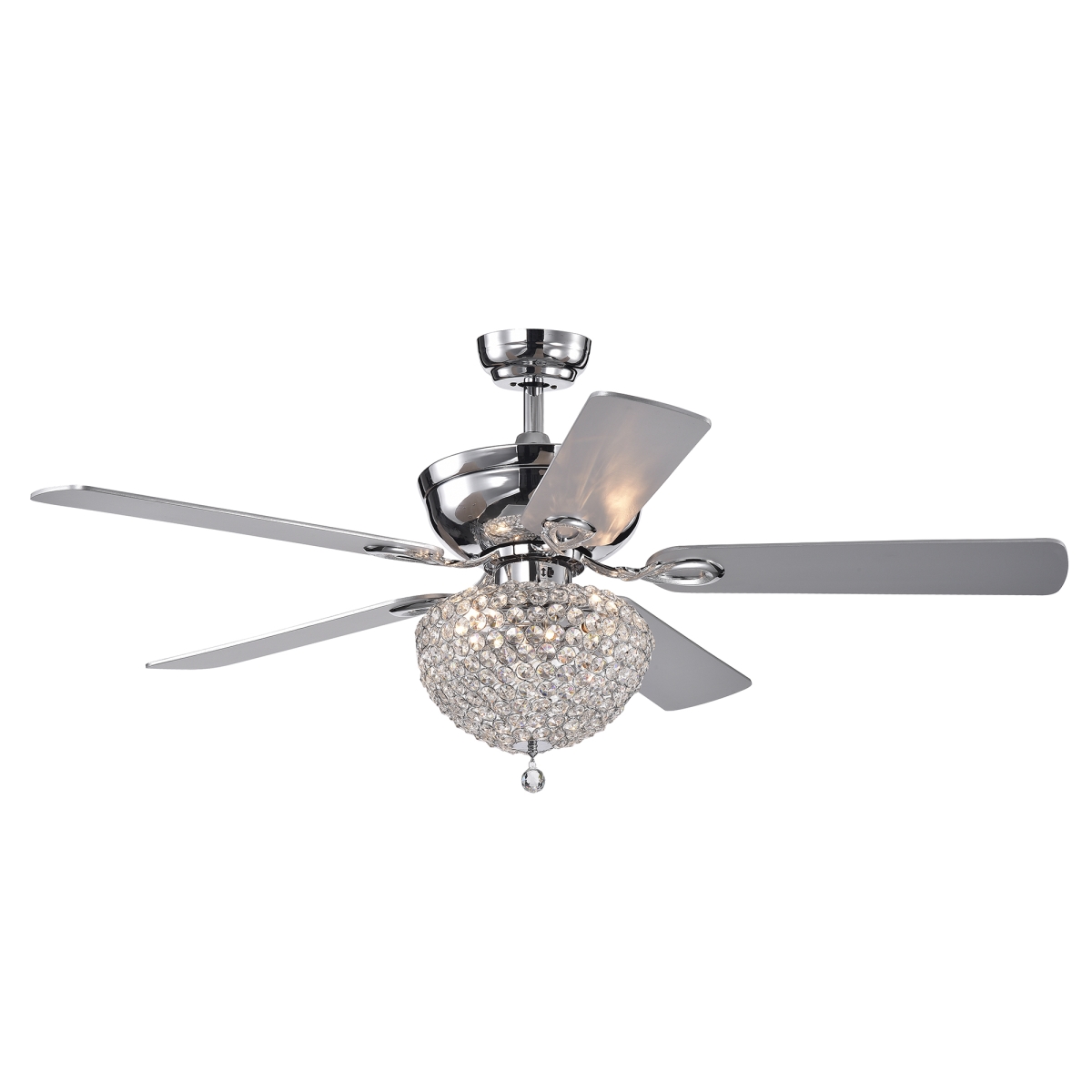 Cfl-8176remo-cha 52 In. Swarna 5-blade Lighted Ceiling Fan With Crystal Bowl Chandelier, Chrome