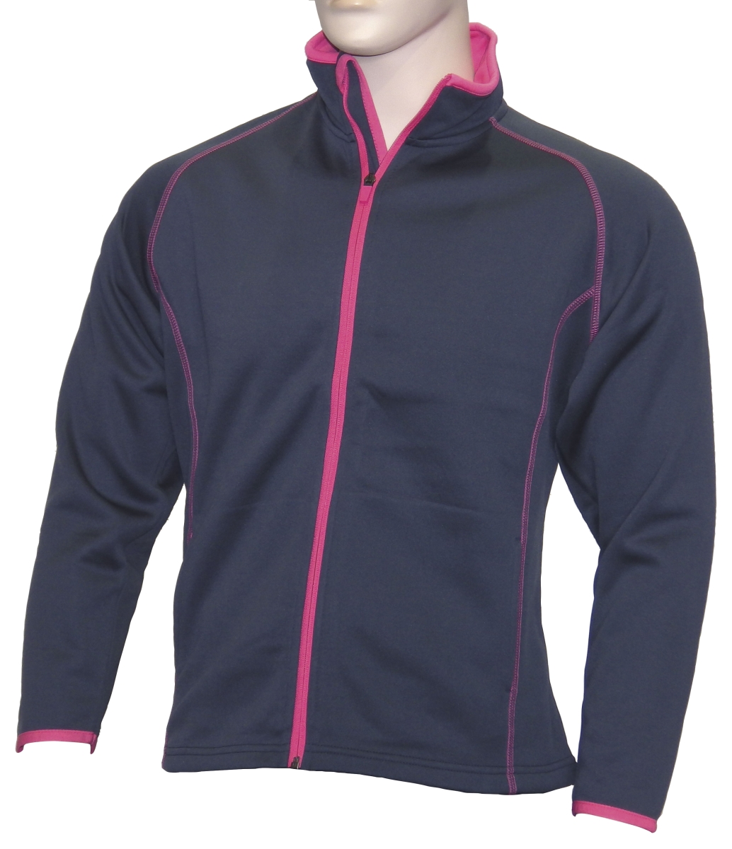 58026-051-MD Womens Poly-Spandex Jacket, Medium - Navy with Pink