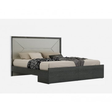 Navi Gray Faux Leather King Size Bed