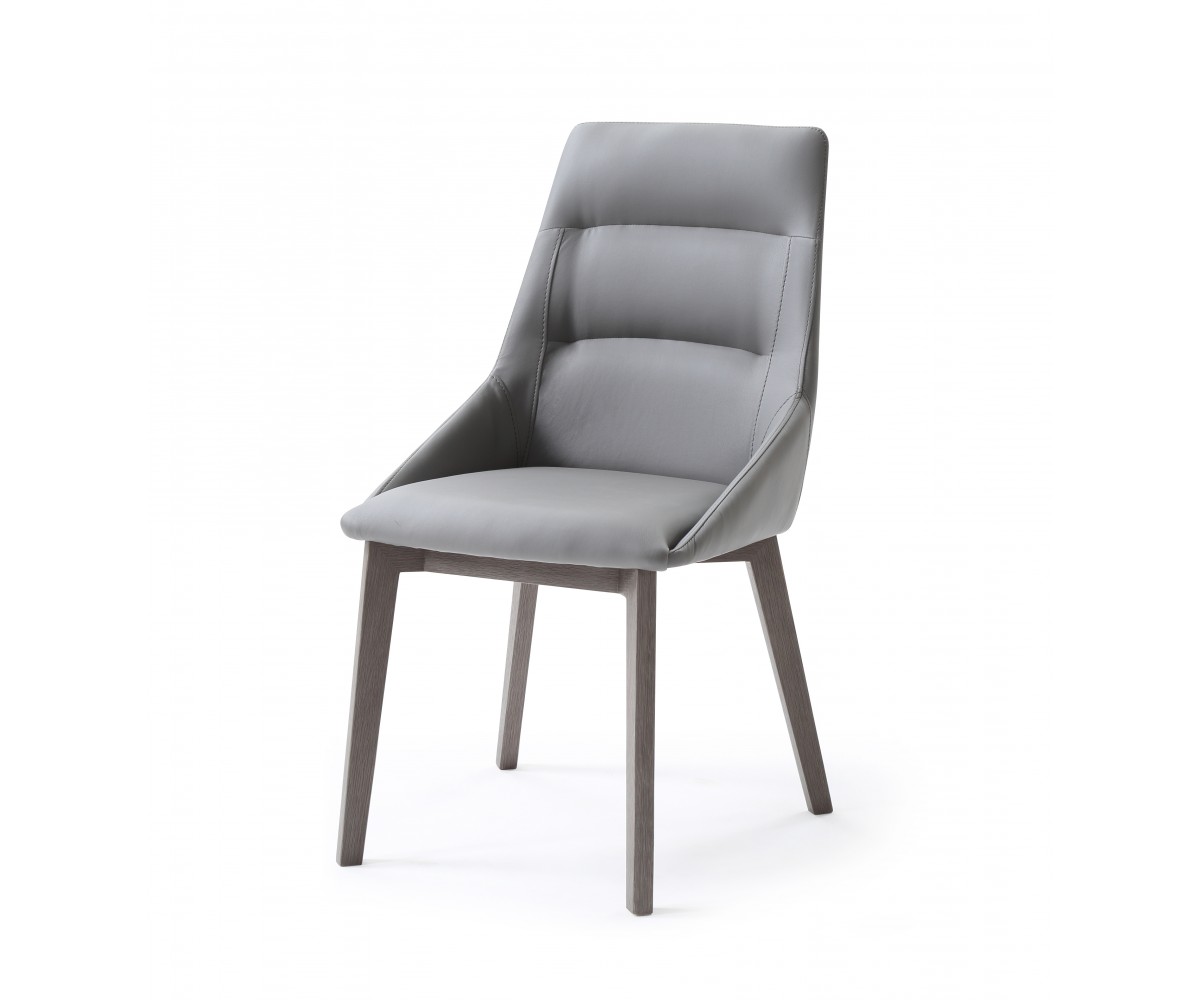 Whiteline Modern Living Dc1420-gry-gry Siena Dining Chair - Gray Faux Leather, Solid Wood Legs Gray Veneer