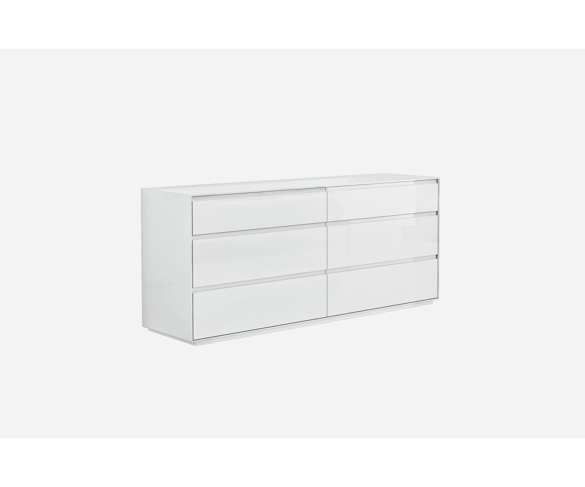 Whiteline Modern Living Dr1367-gry 31 X 70 X 19 In. Malibu Dresser With 6 Self Close Drawers - High Gloss Gray