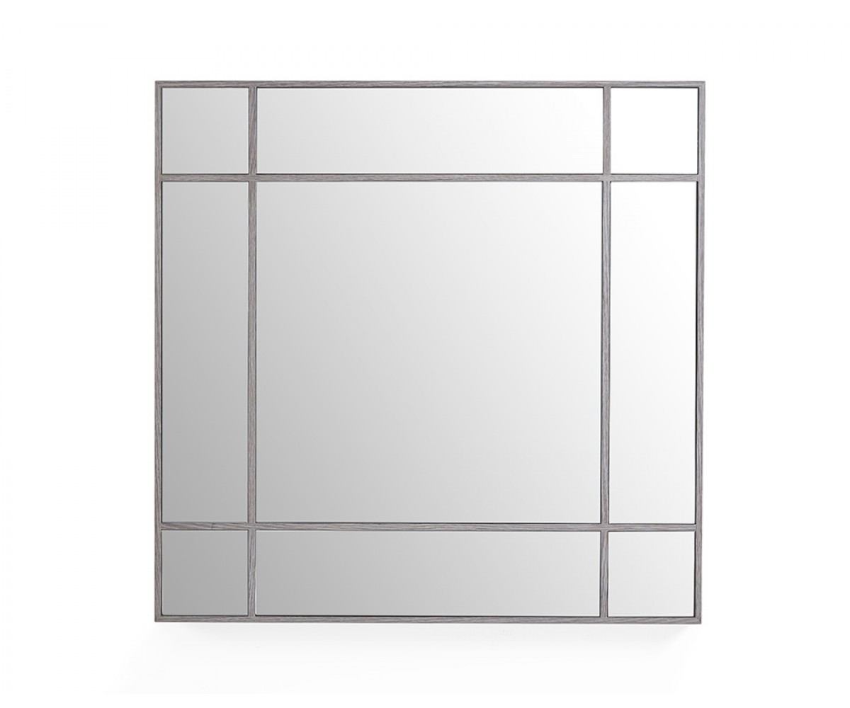 Whiteline Modern Living Mr1410-gry 40 X 40 In. Sebastian Gray Oak Veneer Trim Square Mirror