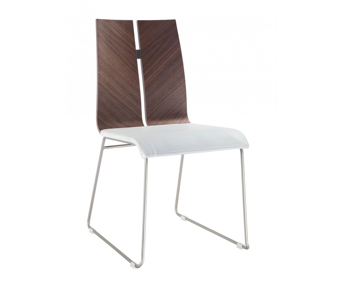 Whiteline Modern Living Dc1191-wlt-wht 34 X 20 X 22 In. Lauren Dining Chair - Natural Walnut Veneer & White Faux Leather