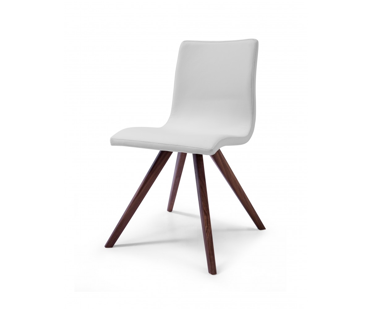 Whiteline Modern Living Dc1243p-wht 33 X 21 X 21 In. Olga Dining Chair - White Faux Leather, Natural Walnut Solid Wood Legs