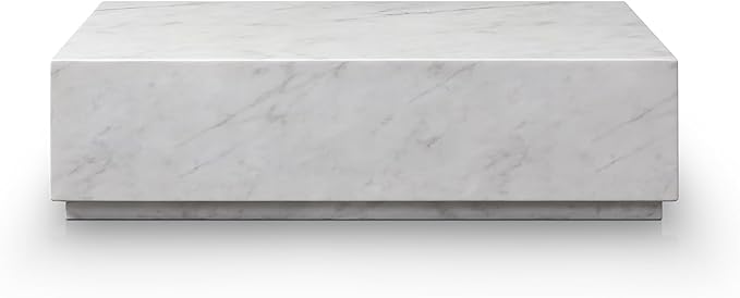Whiteline CT1927R-WHT 32 x 55 in. Modern Living Iris Rectangular Coffee Table - High Gloss Marble Without Castors, White
