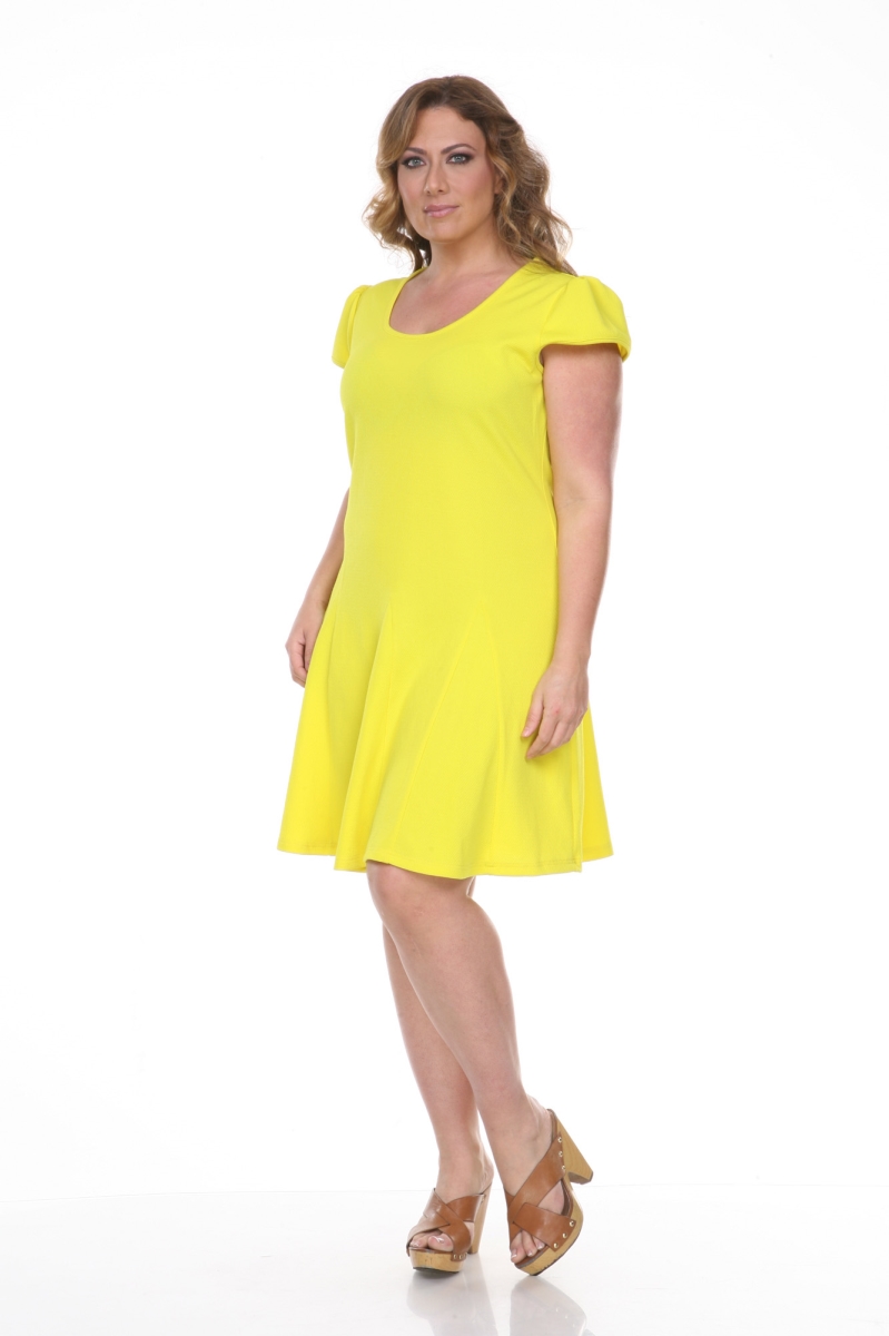 Ps818-93-1xl Plus Size Cara Dress, Yellow - 1xl