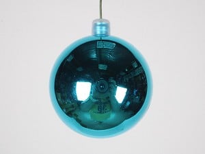 100 Mm Shiny Aqua Ball Ornament With Wire & Uv Coating
