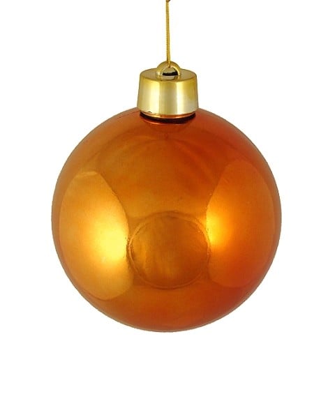 60 Mm Shiny Orange Ball Ornament With Wire & Uv Coating