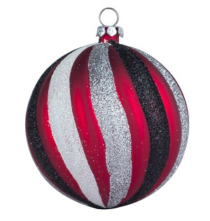 275 In.swirl Ball Ornament Red & Black - Pack Of 4