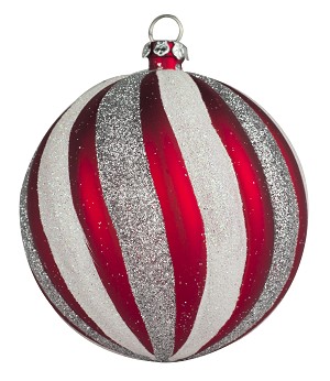 275 In. Swirl Ball Ornament Red & Silver - Pack Of 4