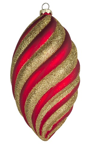 6 In. Traditional Teardrop Ornament Collection Red & Gold - Pack Of 3