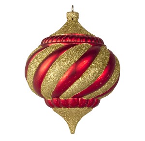 100 Mm Onion Ornament Traditional Collection - Red & Gold