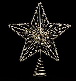 10 In. Metal Jeweled Gold Star Tree Topper