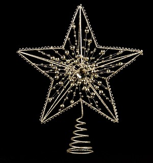 10 In. Metal Jeweled Gold Star Tree Topper