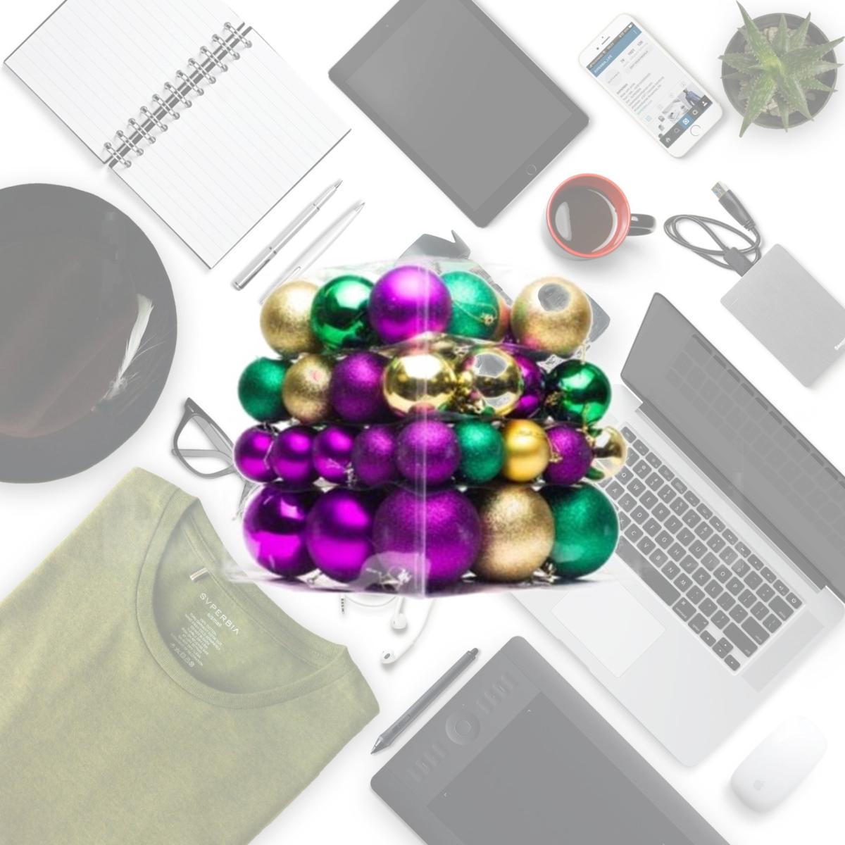 Picture of Queens of Christmas ORN-62PK-GPG Ball Ornaments - Green&#44; Purple & Gold - Pack of 62