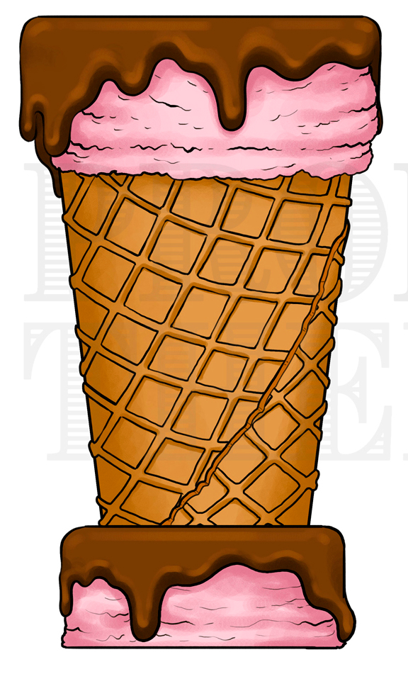 3.5 ft. Strawberry Ice Cone Cream Bar Table Sculpture