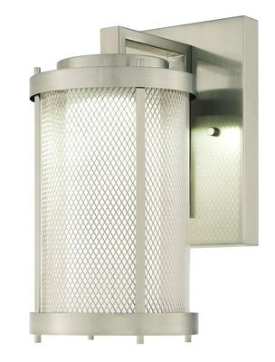 6318300 One-light Led Outdoor Wall Fixture With Mesh, Clear & Frosted Glass