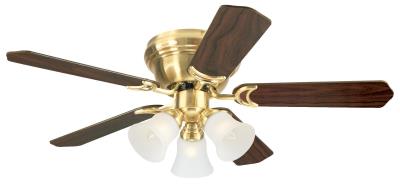 42 In. Indoor Ceiling Fan With Light Kit With Satin Brass Finish