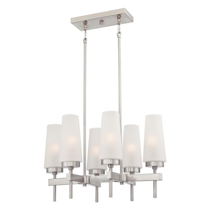 6353100 6 Light Chandelier Brushed Nickel Finish With Frosted Glass