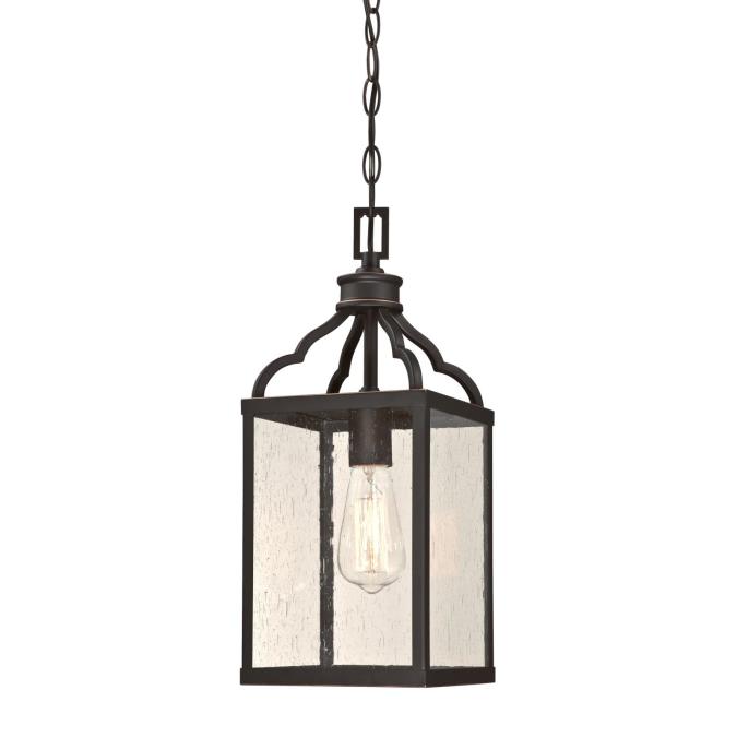 6359300 1 Light Pendant & Clear Seeded Glass, Oil Rubbed Bronze & Highlights